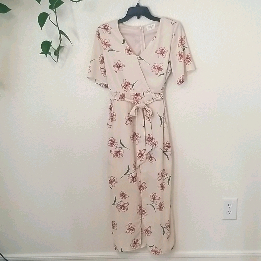 Belted white with floral romper